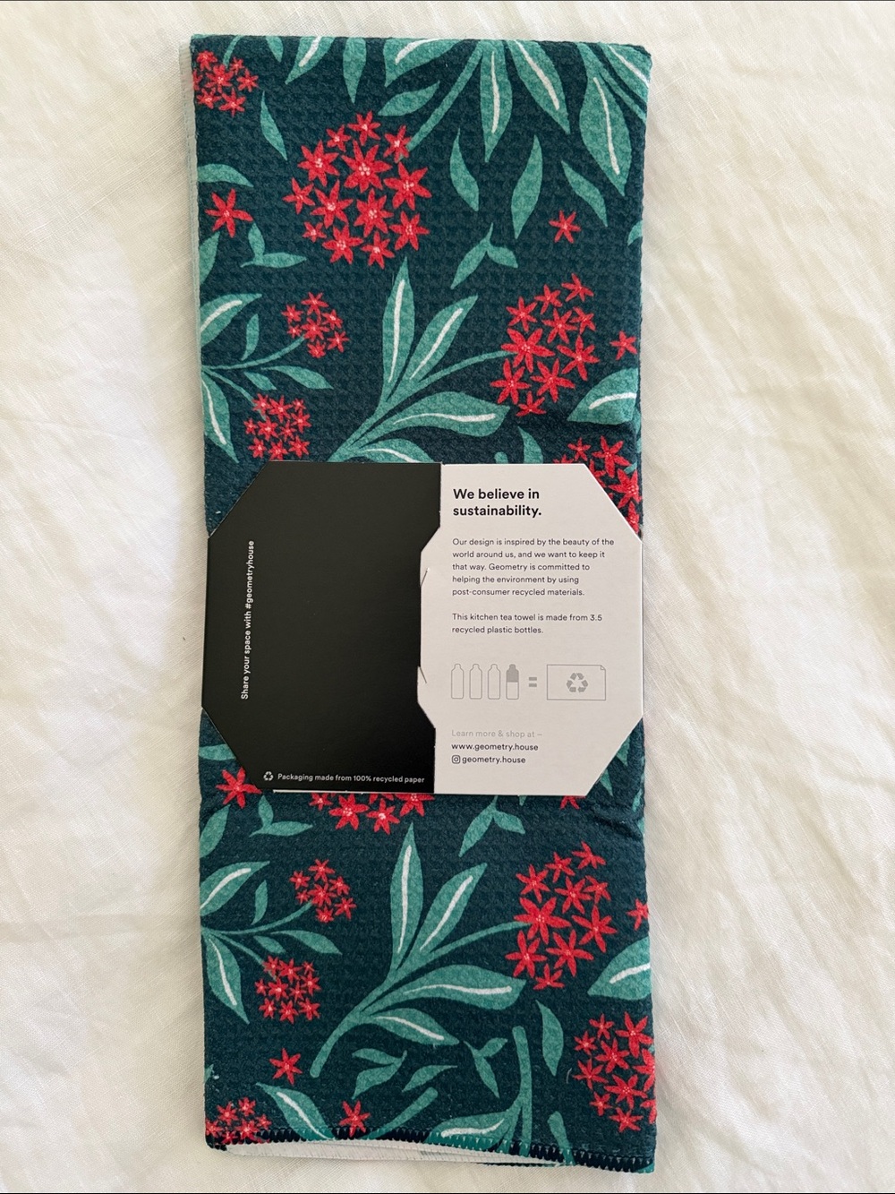 Geometry Kitchen Tea Towel - Holiday Blooms - Picture 2 of 3